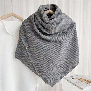 Brand new. light grey scarf with buttons